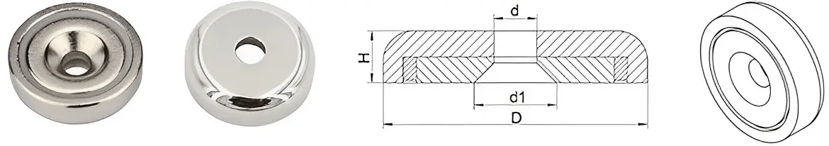沉頭孔釹鐵硼磁鐵+鐵殼